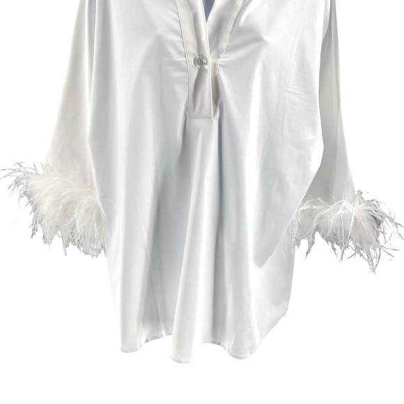 Tuckernuck | NEW White Feather Willow Three-quarter Blouse Size L - Picture 6 of 11